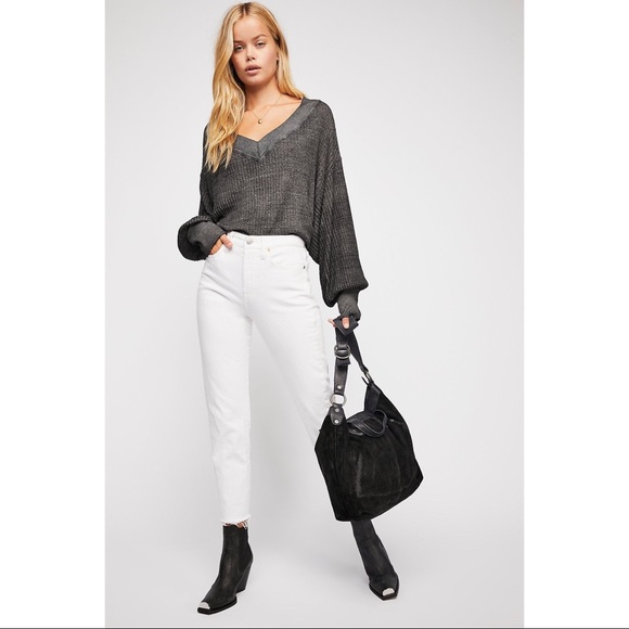 Free People Tops - Free People Grey Black Southside Double V Thermal